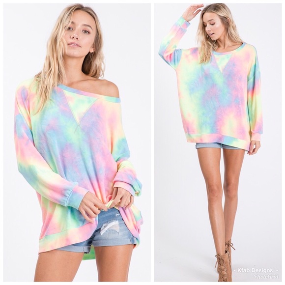 🛍LAST 2! Pastel French Terry Tie Dye Sweatshirt - Picture 2 of 8